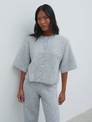 Ovalie Rib Knit Top - Grey Marl