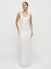 Palma Embellished Scoop Neck Maxi Dress - Ivory