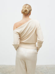 Paris Single Shoulder Knit Jumper - Beige