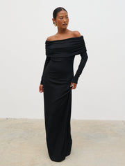 Perrie Bardot Lurex Jersey Dress - Black