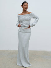 Petra Cosy Rib Knit Maxi Skirt - Grey Marl
