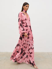 Petula Batwing Scarf Maxi Dress - Blush Watercolour Floral