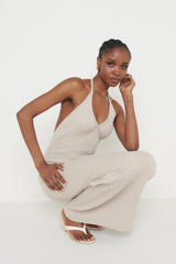 Phoebe Halterneck Maxi Dress - Taupe