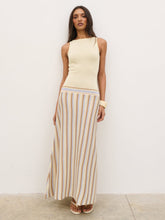 Phoebe Slash Neck Stripe Knit Maxi Dress - Lemon