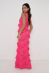 Piper Ruffle Maxi Dress - Fuchsia
