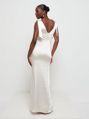 Piper Tie Maxi Bridesmaid Dress - Matte Champagne