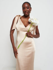 Piper Tie Maxi Bridesmaid Dress - Bronze