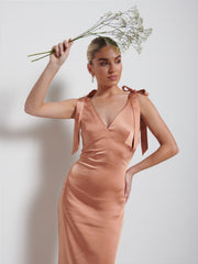 Piper Tie Maxi Bridesmaid Dress - Cinnamon