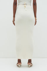 Poppy Tie Detail Knit Skirt - Cream