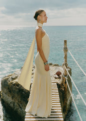Porto One Shoulder Godet Maxi Dress - Lemon