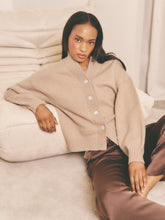 Lorrie Chunky Knit Buttoned Bomber - Dark Beige