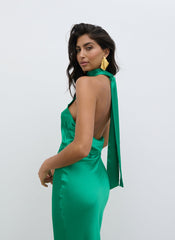 Raleigh Recycled Cowl Back Midaxi Dress - Emerald Green
