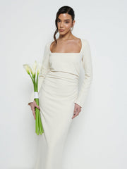 Reagan Square Neck Crepe Maxi Bridesmaid Dress - Champagne