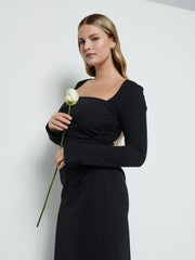 Reagan Square Neck Crepe Maxi Bridesmaid Dress - Black