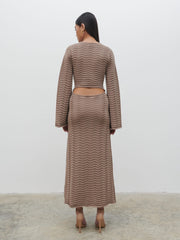 Rhi V Neck Knit Midaxi Dress - Stone