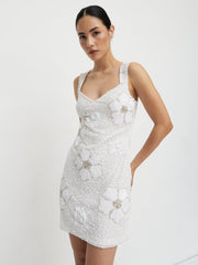 Rhodes Floral Embellished Mini Dress - Ivory