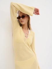 Riviera Hardware Knit Midaxi Dress - Lemon