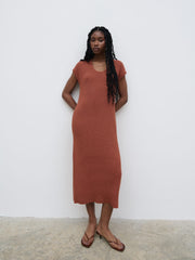 Rose Knit Midaxi Dress - Rosewood