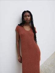 Rose Knit Midaxi Dress - Rosewood