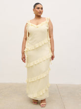 Rue Ruffle Maxi Dress Curve - Lemon