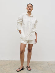 Ryleigh Cotton Poplin Shirt - White