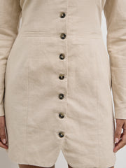 Indy Button Down Mini Dress - Natural