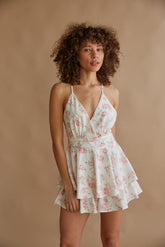 Tiana Wrap Tiered Ruffle Floral Romper