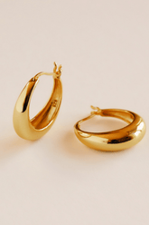 Eloma Boat Shaped Earrings - Recycled Silver Gold Plated