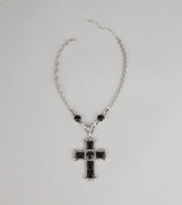 Bold Details Cross Statement Necklace