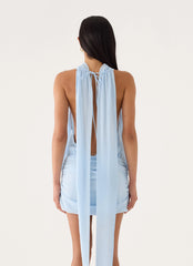 Verbina Scarf Mini Dress - Blue