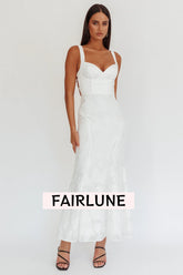 Autumn Moon Strappy Back Maxi Dress Textured White