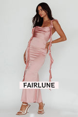 Blushing Ruffle Trim Midi Dress Mauve