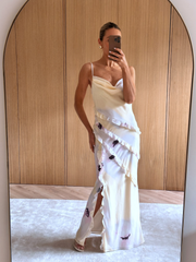 Constance Ruffle Maxi Dress - Watercolour Poppy