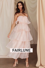 Behati Tiered Layer Midi Dress Pink