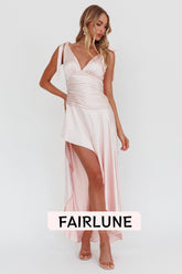 Aquila Tied Shoulder High-Low Hem Dress Blush