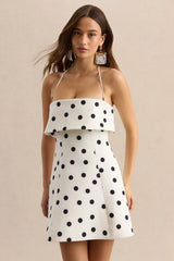 Nelly | White & Black Polka Dot Square-Neck Mini Dress