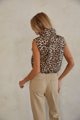 Juvia Leopard Print Puffer Vest