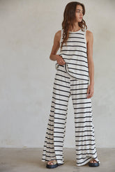 Sailor Striped Ribbed Wide Leg Pants