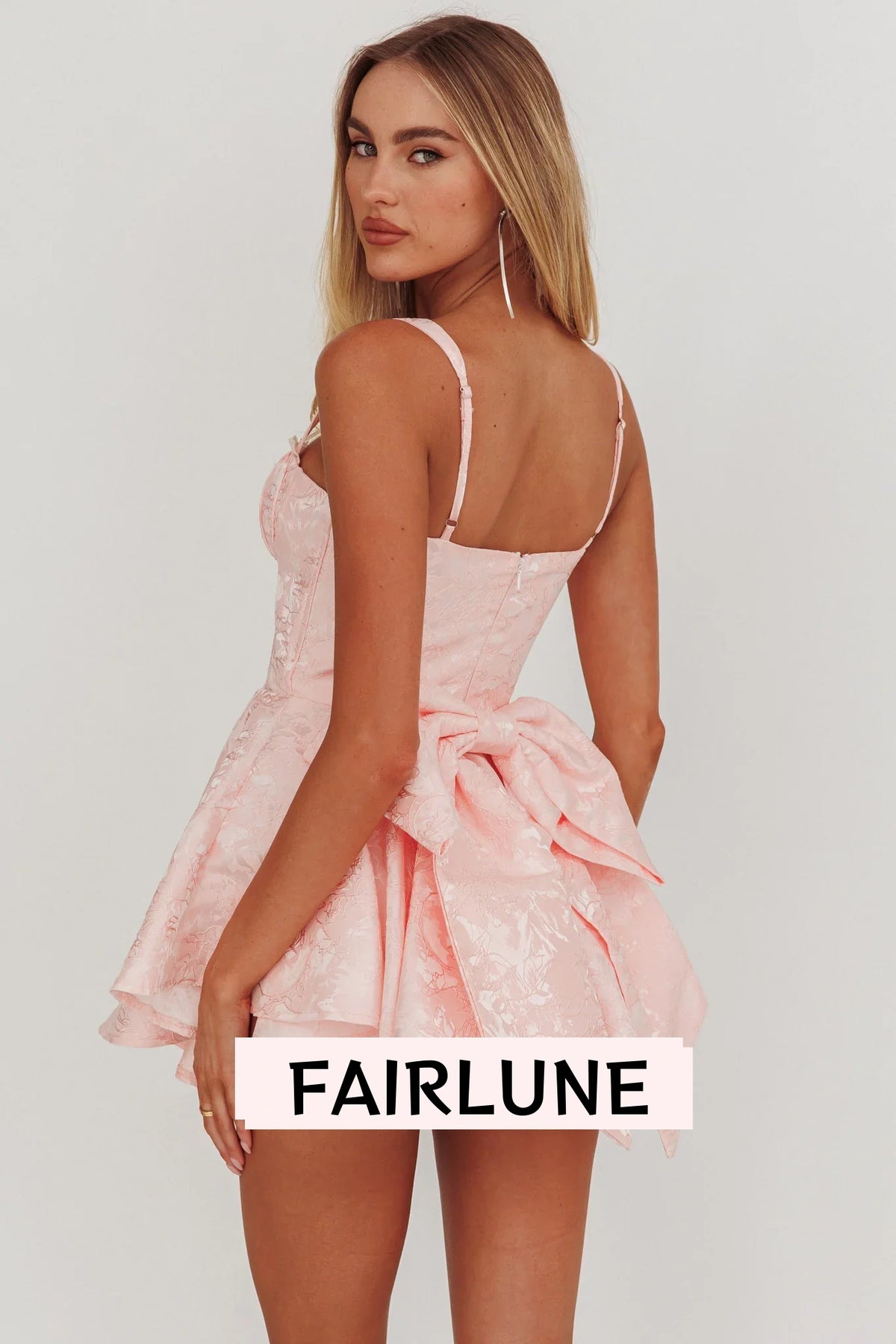 All To You Jacquard Bow Romper Pink