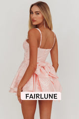 All To You Jacquard Bow Romper Pink