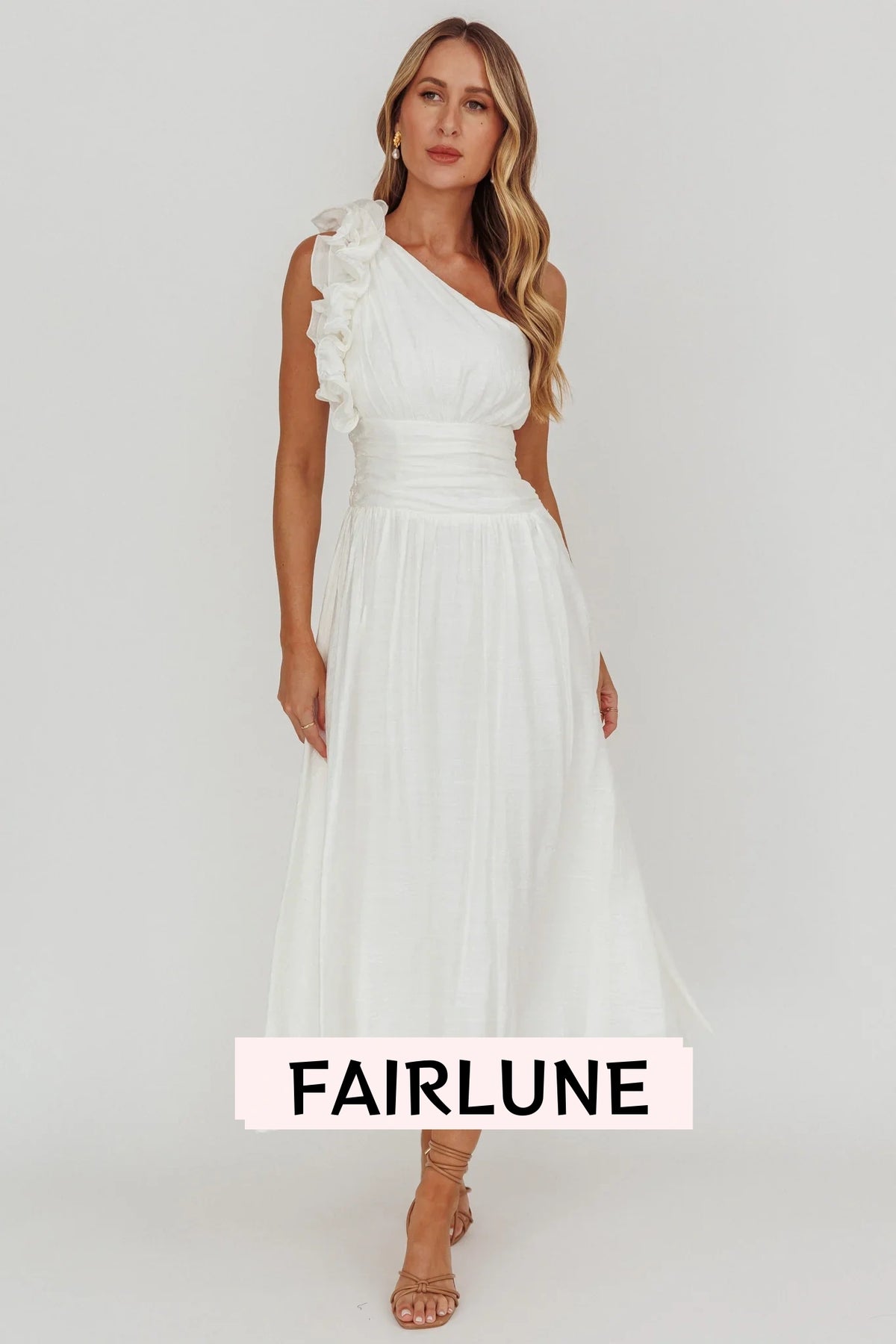 Antheia One-Shoulder Maxi Dress White