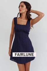 Aura Girl Square Neckline Mini Dress Navy