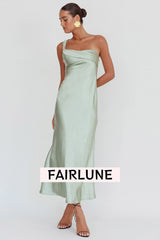 Carmel One-Shoulder Sash Maxi Dress Sage