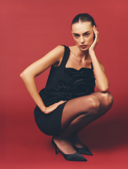 Rowena Corsage Mini Dress - Black