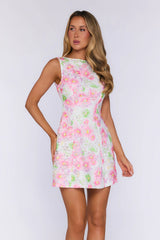 Gentle Luxury Embroidered Mini Dress Pink