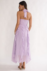 Spirit Frill Trim Halterneck Maxi Dress Purple