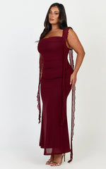 Ruffle Strap Dress in Wine