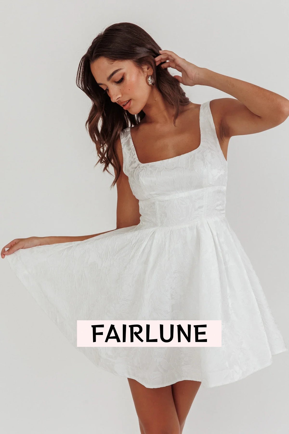 Belle Enchante Jacquard Mini Dress White