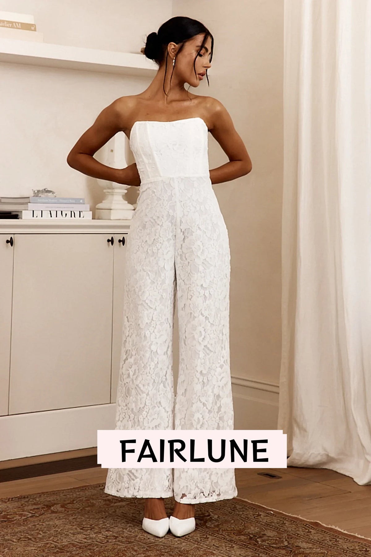Ankita Strapless Lace Jumpsuit White