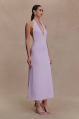 Genie Slinky Halter Midi Dress - Lilac